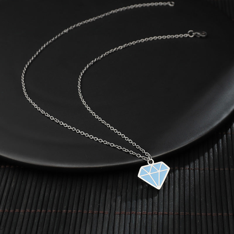 Fashionable Diamond Pendant Necklace for Men - Titanium Steel Sweater Chain