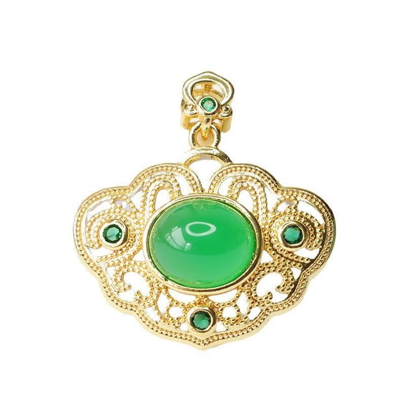 Golden Palace Chalcedony Ruyi Pendant with Oval Design