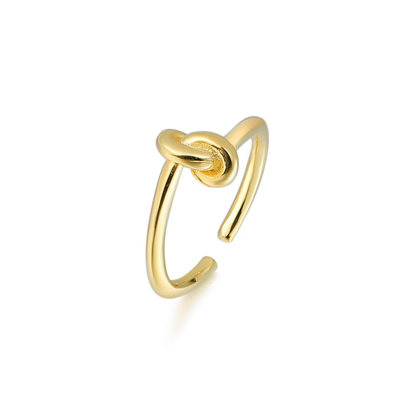 Minimalist Style Knotted Opening Sterling Silver Ring