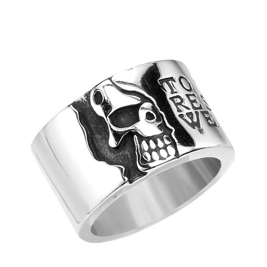 Vintage Gothic Punk Stainless Steel Skull Ring for Men - Wholesale Titanium Jewelry