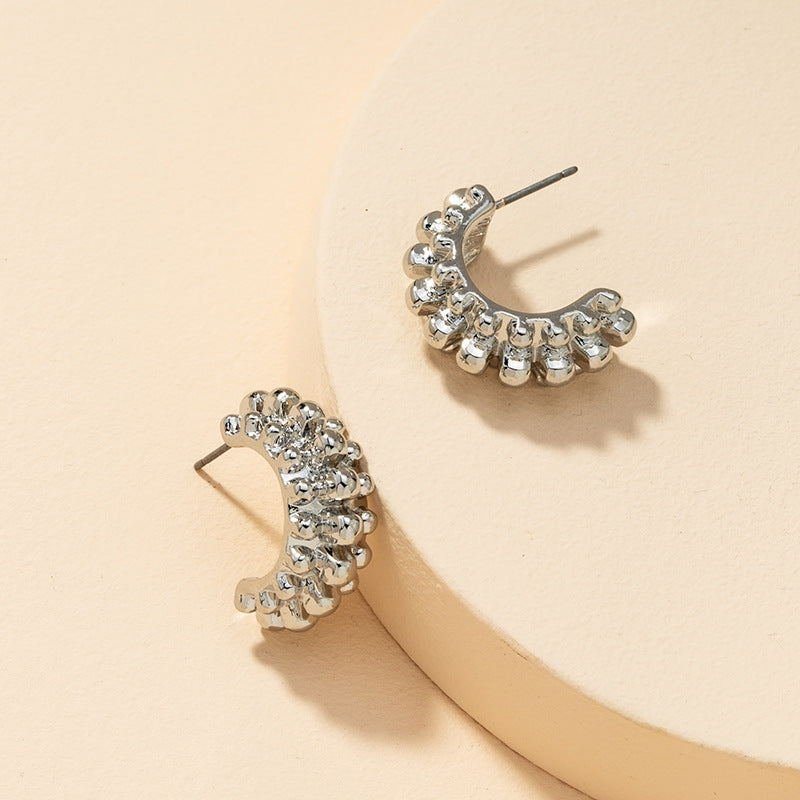 Exaggerated Metallic Texture Earrings - Vienna Verve Collection