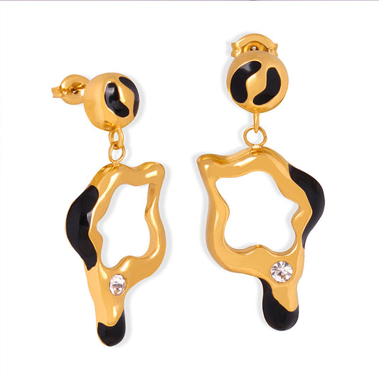 Golden Starry Geometric Drop Earrings with Zircon - Elegant Women's Jewelry