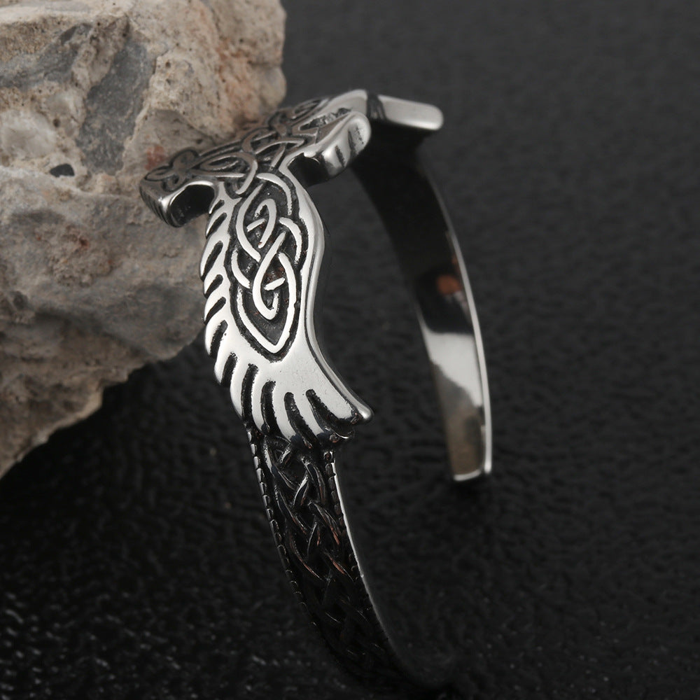 Titanium Steel Eagle Woven Bracelet for Men - Trendy Open Design