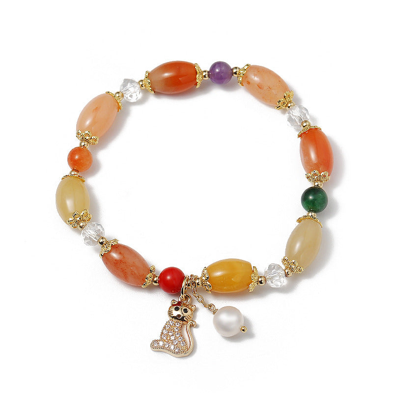 Korean Version Colorful Yellow Dragon Jade Bracelet