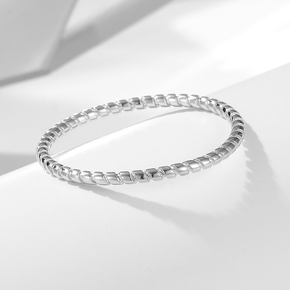 Screw Striation Design Sterling Silver Ring