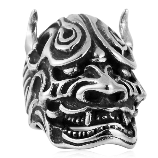 Titanium Steel Horned Monster Ring - Retro Trendy Men's Accessory in Stainless Steel