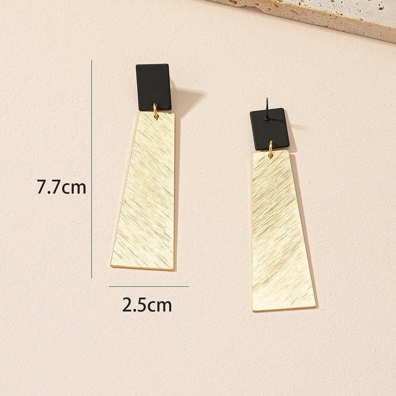 Geometric Metal Texture Earrings with European Flair