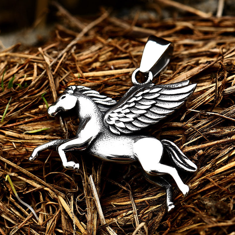 Wholesale Retro Dream Shenma Titanium Steel Pendant Jewelry for Men - Stainless Steel Zodiac Horse