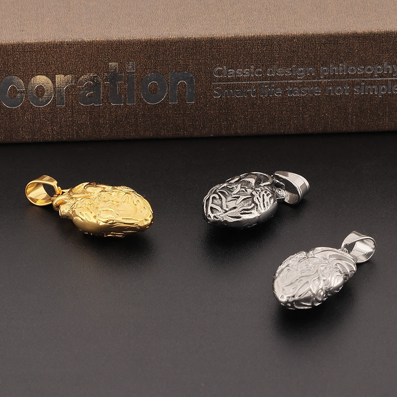 Customizable Trendy 18k Vacuum Plated Stainless Steel Men's Heart Pendant