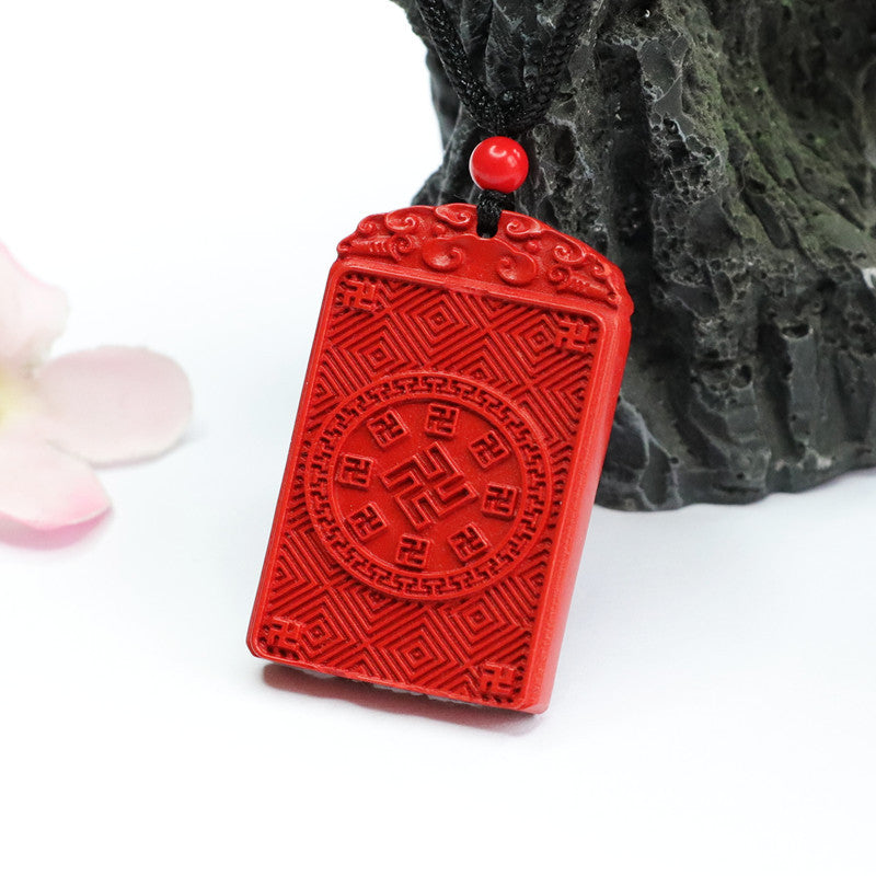 Cinnabar Pendant Red Sand Auspicious Cloud Eight Diagrams Pendant Jewelry