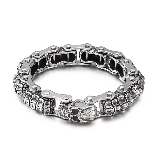 Creative Skull Chain Titanium Steel Bracelet for Men - Vintage Style from Europe and the USA