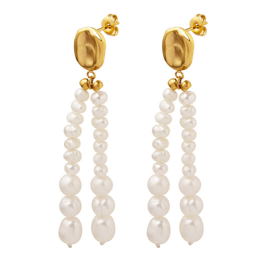 Baroque Freshwater Pearl Fringe Earrings with a Retro Twist