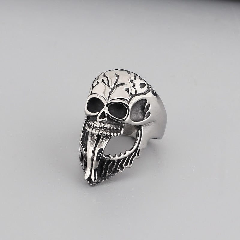 Gothic Skull Punk Ring: Exaggerated Ghost Head Titanium Steel Accessory for Men