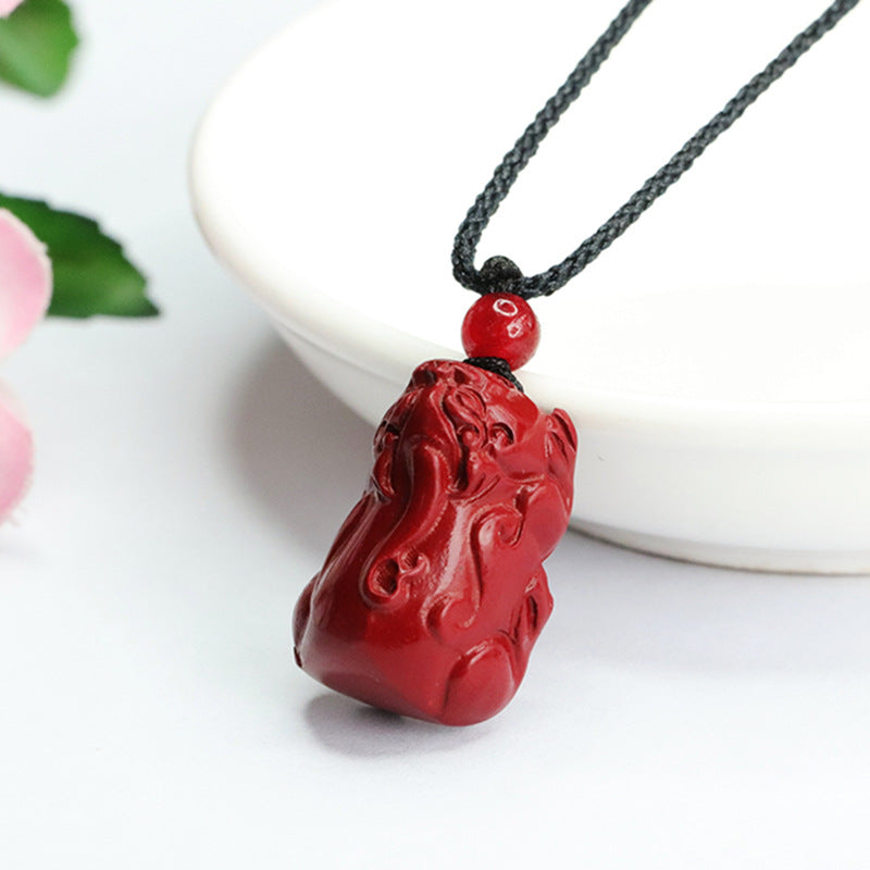 Cinnabar Sterling Silver Pixiu Pendant