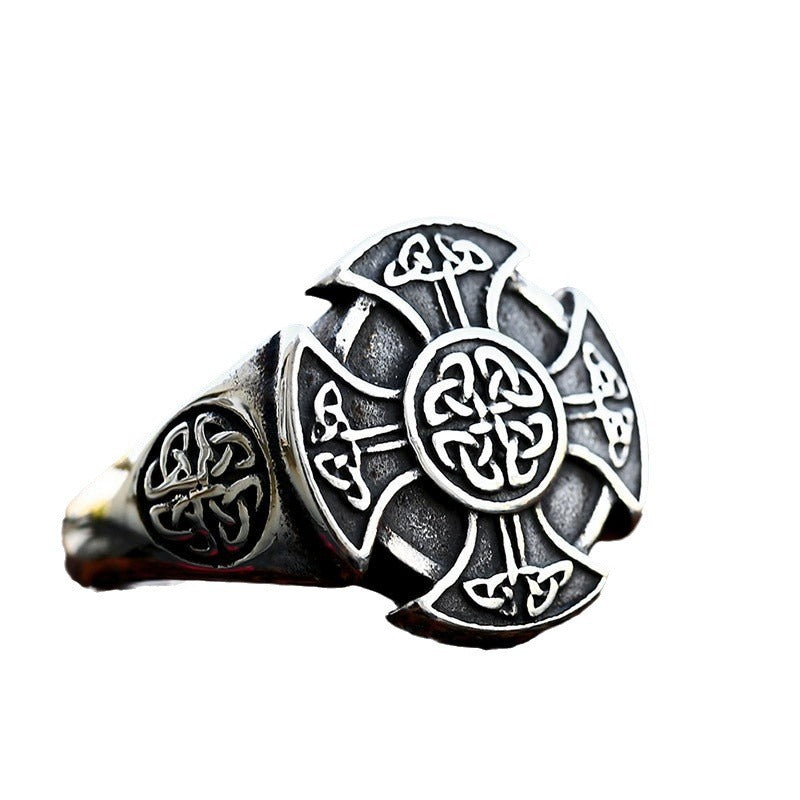 Nordic Viking-Inspired Celtic Knot Titanium Steel Men's Ring Jewelry