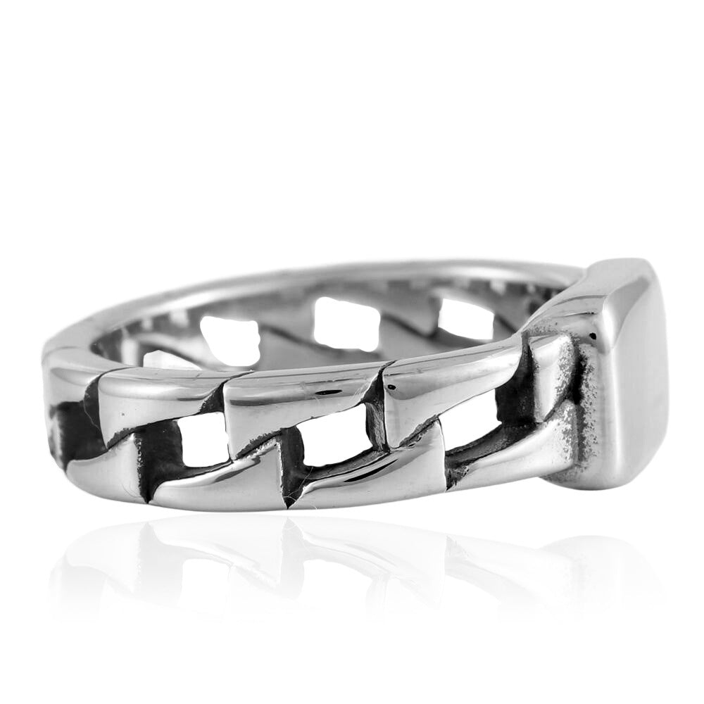 Titanium Steel Vintage Locomotive Chain Ring for Men - Personalized Retro Accessories in Stainless Steel