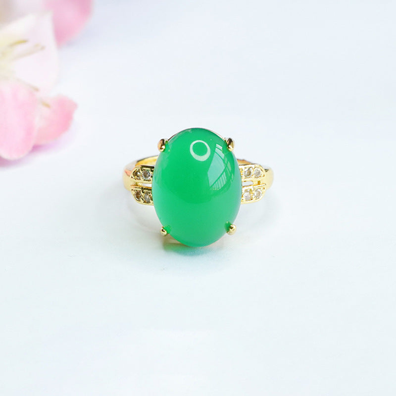 Green Chalcedony Sterling Silver Ring - Fortune's Favor