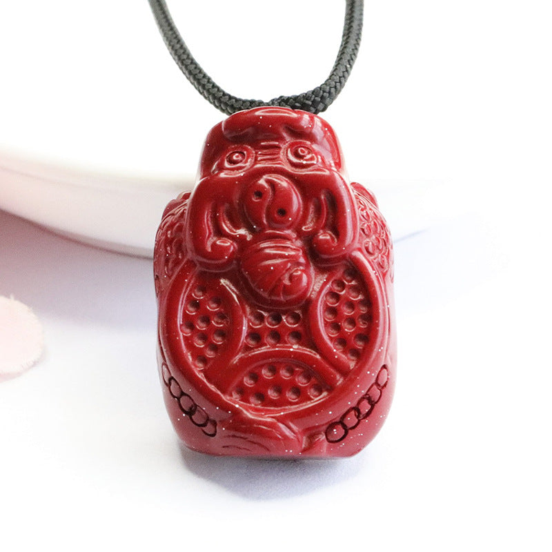 Fortune's Favor Sterling Silver Cinnabar Pixiu Pendant