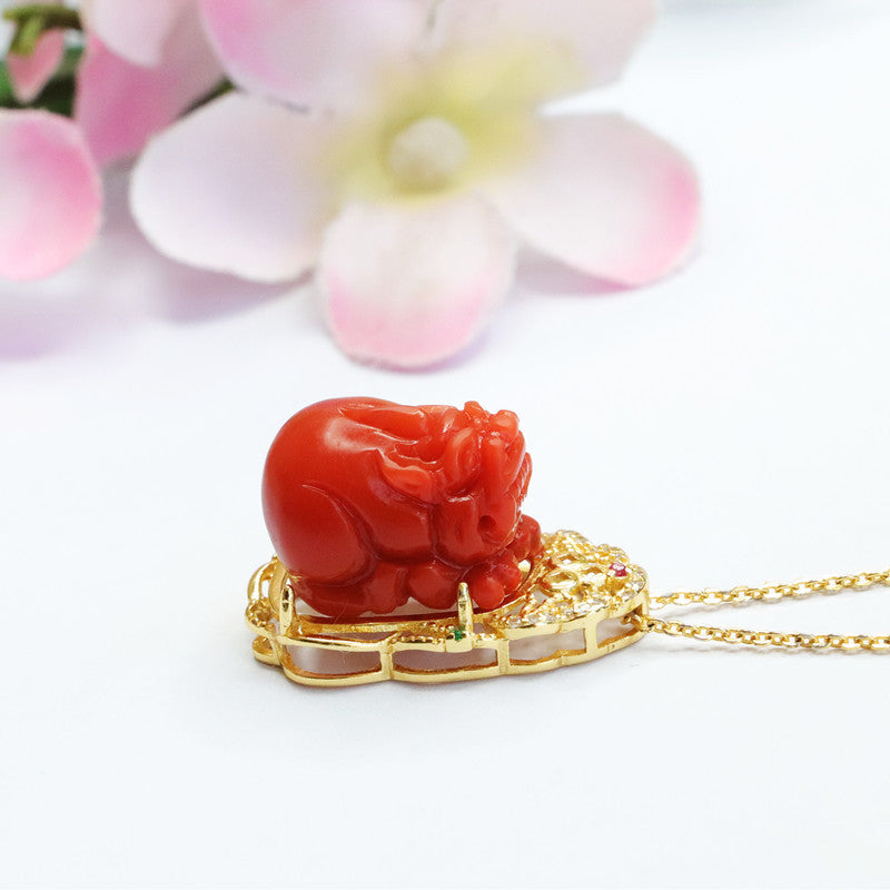 Red Agate Pixiu Fortune Necklace