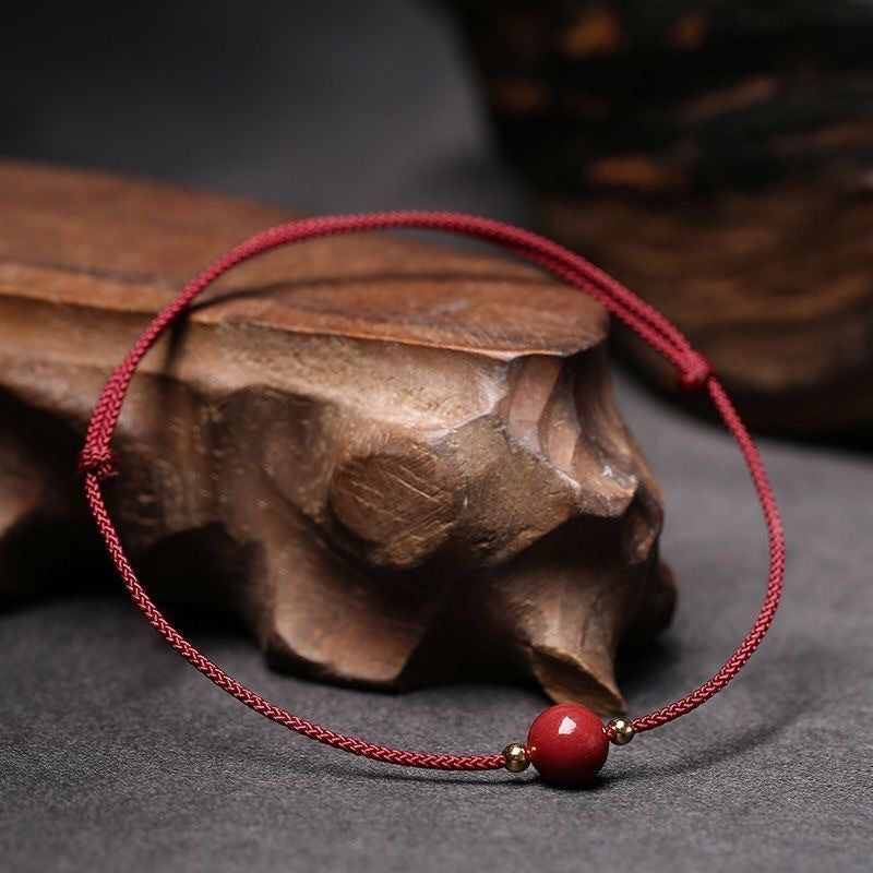 Cinnabar Stone Sterling Silver Bracelet - Fortune's Favor Collection