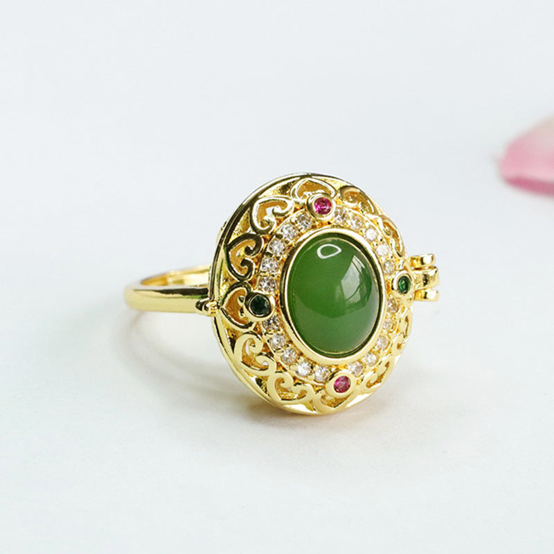 Elegant Oval Jasper Jade Sterling Silver Ring