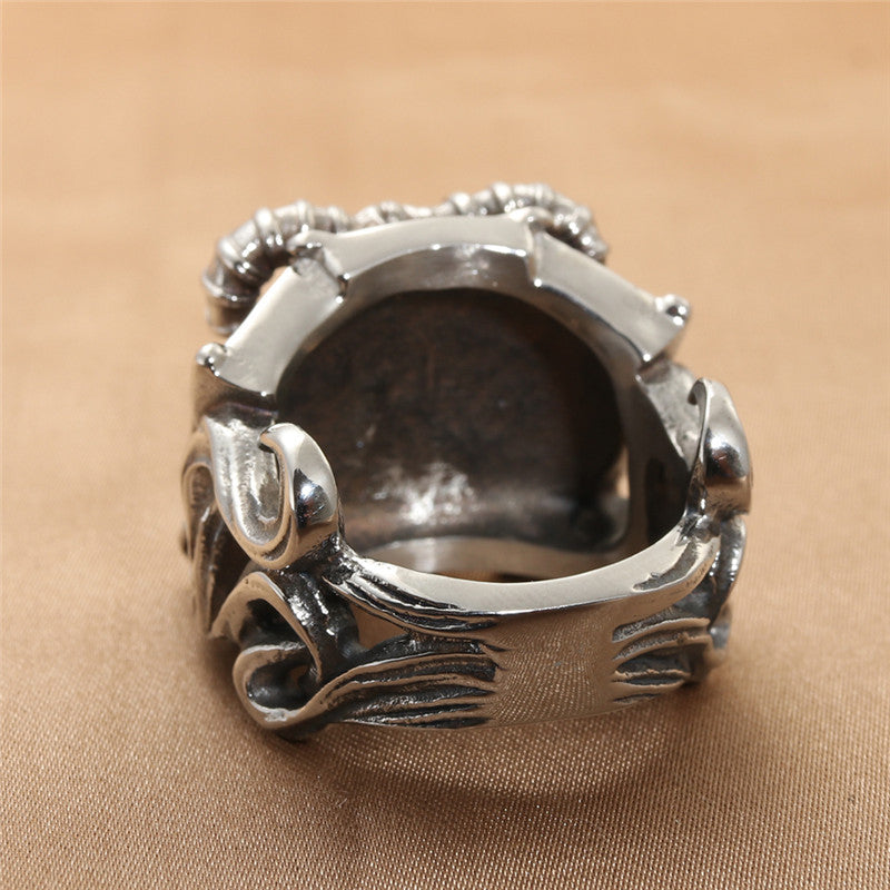 Titanium Steel Ram Ring for Men - Retro-Inspired Personalized Jewelry Accessory