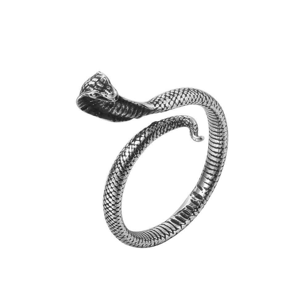 Coiled Cobra Snake Titanium Steel Ring for Men