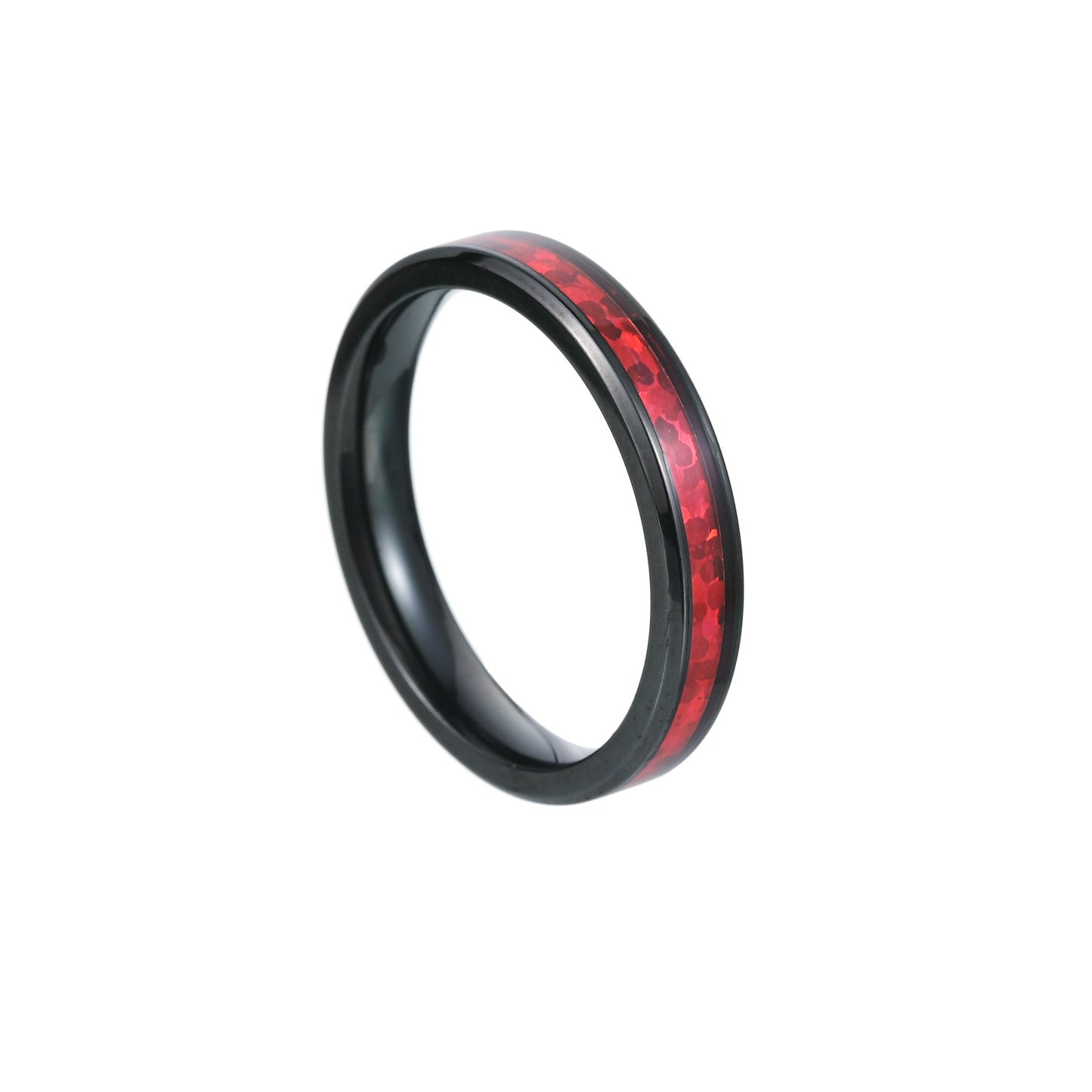 European and American Titanium Red Opal Couple Rings - Vacuum Plated Jewelry for Men and Women