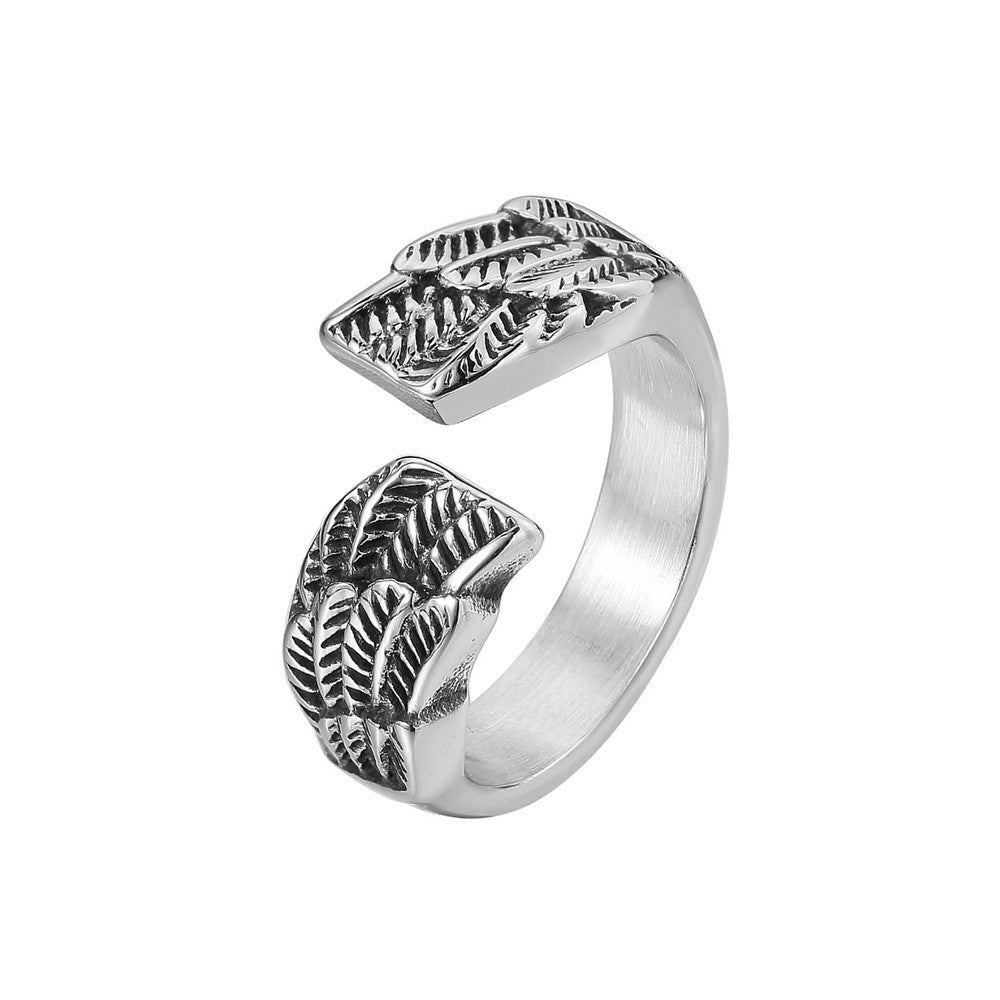 Exquisite Retro Feather Angel Wings Titanium Steel Ring