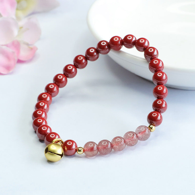 Emperor's Strawberry Crystal and Cinnabar Sterling Silver Bracelet