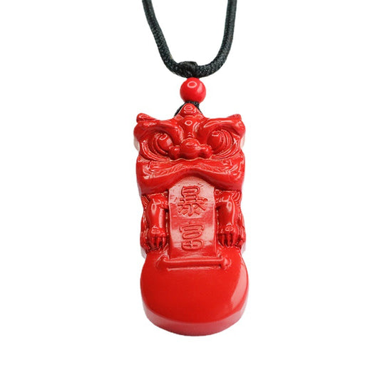 Vermilion Sand Pendant, Red Sand Awakening Lion, Rich and Rich Pendant