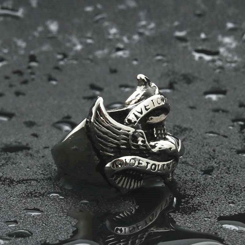 Titanium Steel Eagle Ring for Men - Retro Hipster Punk Stainless Steel Accessory