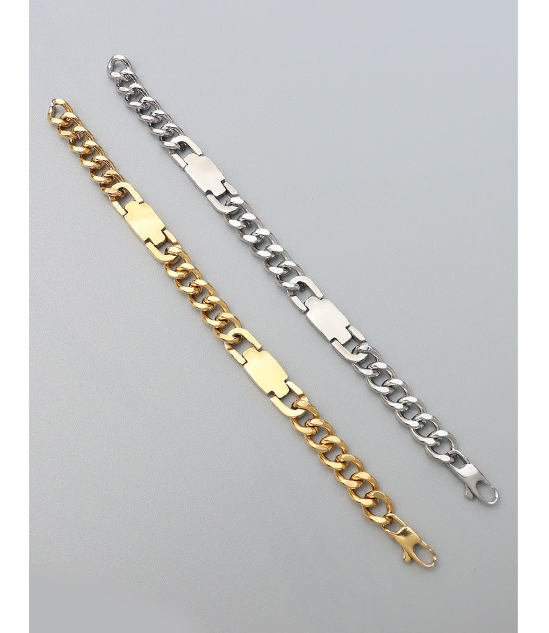 Exaggerated Hip-hop U-Shaped Buckle Geometric Bracelet in 18K Gold Plated Titanium Steel