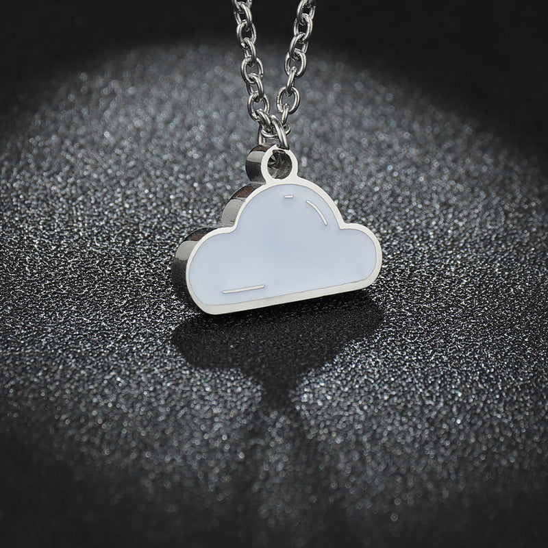 European & American Titanium Steel Cloud Necklace - White Cloud Pendant