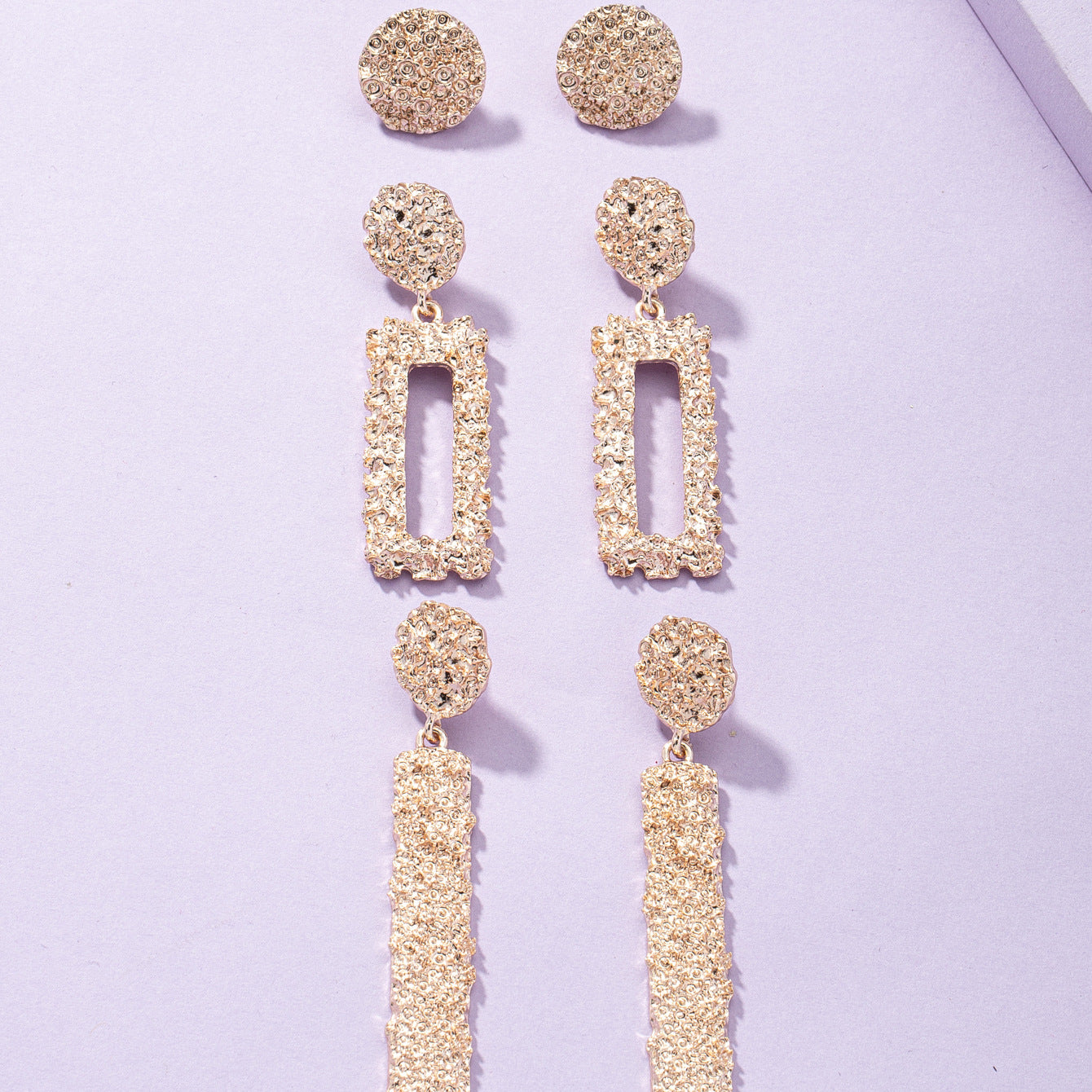 Wholesale Metal Textured Earrings Set - Fashion Statement Collection