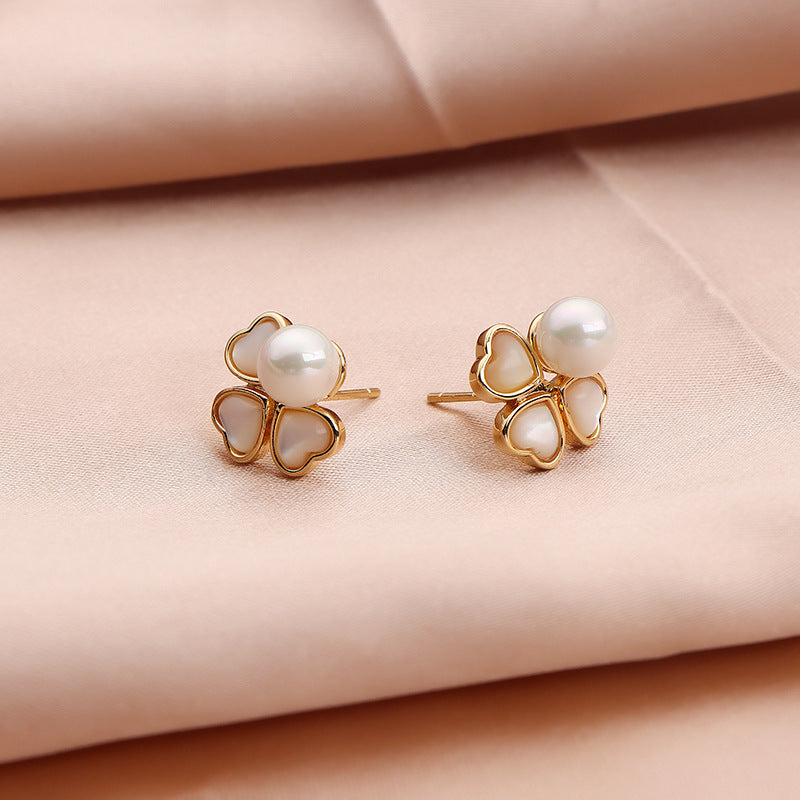 Elegant Fortune Fritillaria Pearl Earrings with Sterling Silver Needle