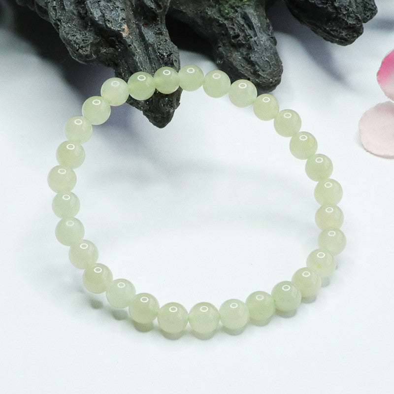 Light Green Jade Bracelet with Sterling Silver Clasp