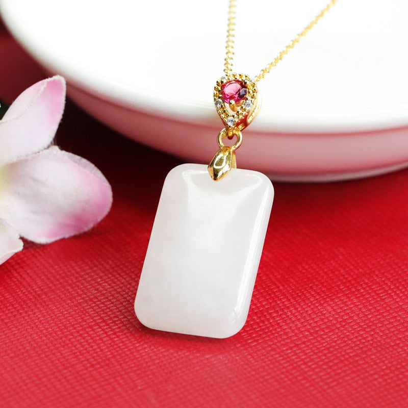 Heavenly White Jade Zircon Necklace