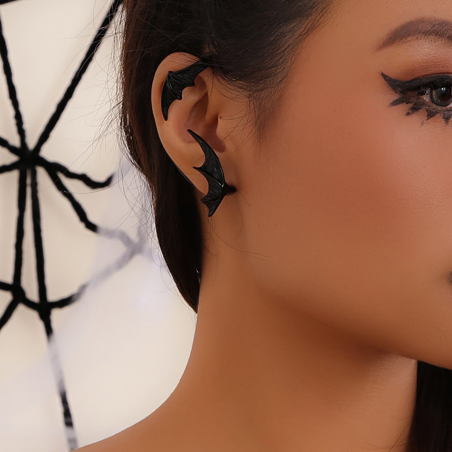 European and American Inspired Cyberpunk Halloween Demon Earrings with Bat Wing Design