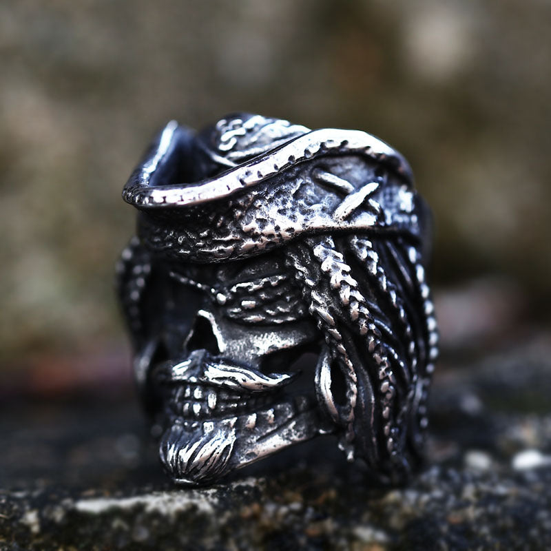 Stainless Steel Nordic Pirate Skull Ring for Men - Wholesale Titanium Steel Jewelry