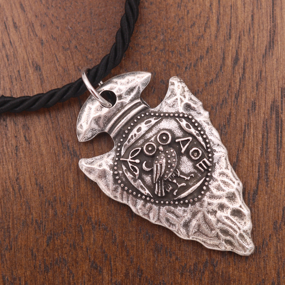 Viking Odin Crow Necklace - Hammer Alloy Pendant with Rune Details