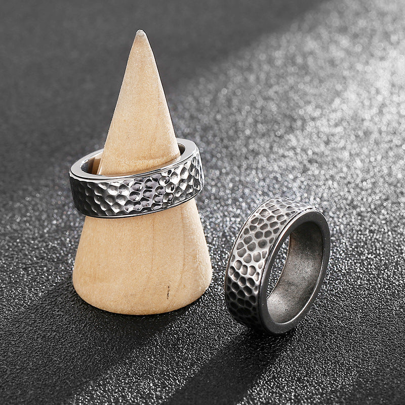 Retro Punk Titanium Steel Ring for Men - Japanese and Korean Fashion Trend, Wholesale Available, Size 8-13