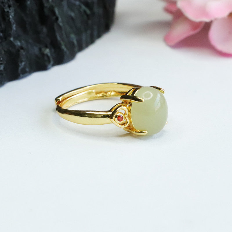 Fortune's Favor Hetian Jade Love Ring in Sterling Silver