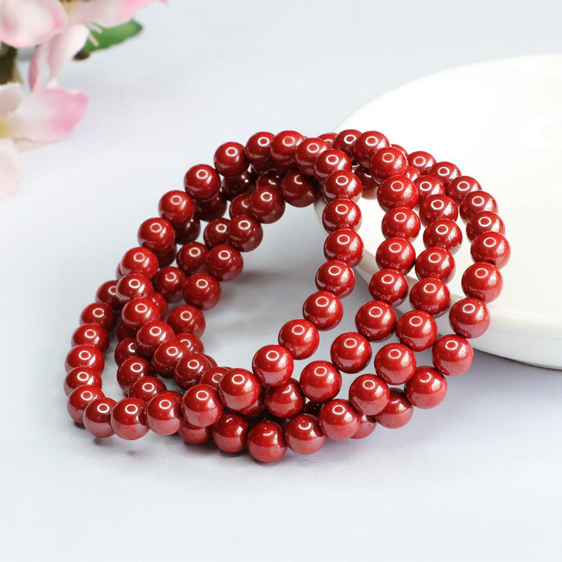 National Wind 108 Buddha Beads Bracelet with Cinnabar Stone