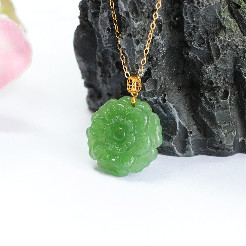 Jade Flower Pendant Necklace from Planderful Collection