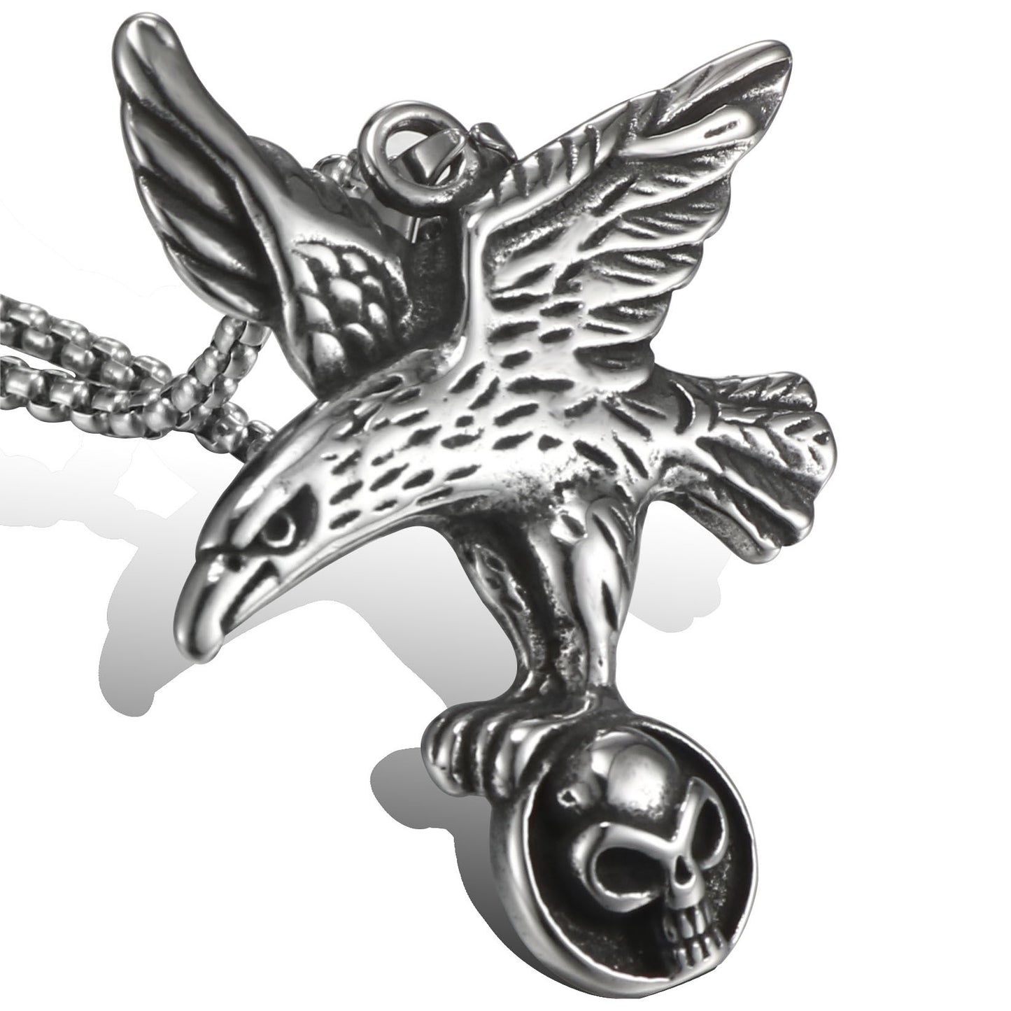 Men's Retro Stainless Steel Eagle and Skull Pendant Jewelry - European and American Fashion