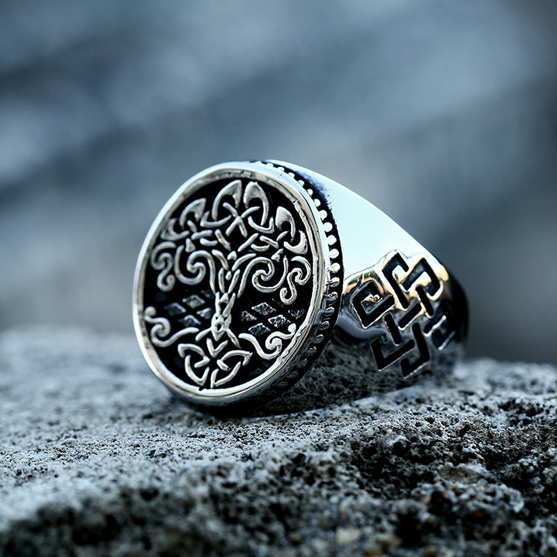 Retro Viking Tree of Life Ring for Men - Hot Sale Stainless Steel and Titanium Steel Design