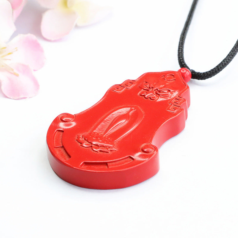 Auspicious Beast Sterling Silver Pendant With Vibrant Cinnabar Stone