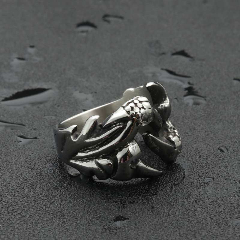 Titanium Steel Dragon Claw Ring - Retro Punk Jewelry for Men