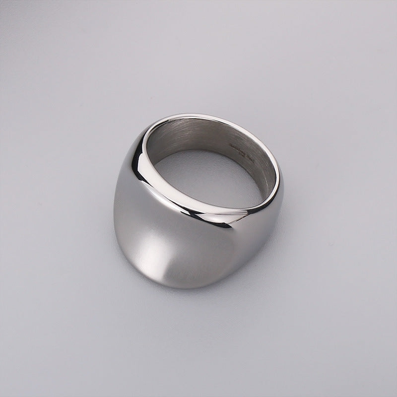 Luxury 18k Electroplated Men's Wide Band Ring - Minimalist Stainless Steel Design